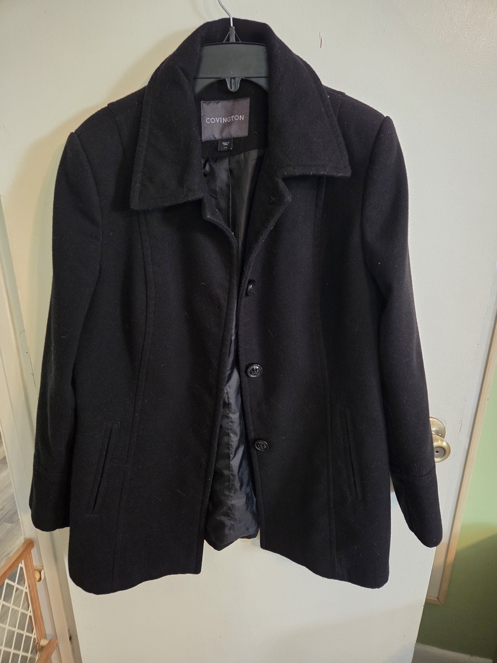 Covington Women's Black Wool Blend Peacoat